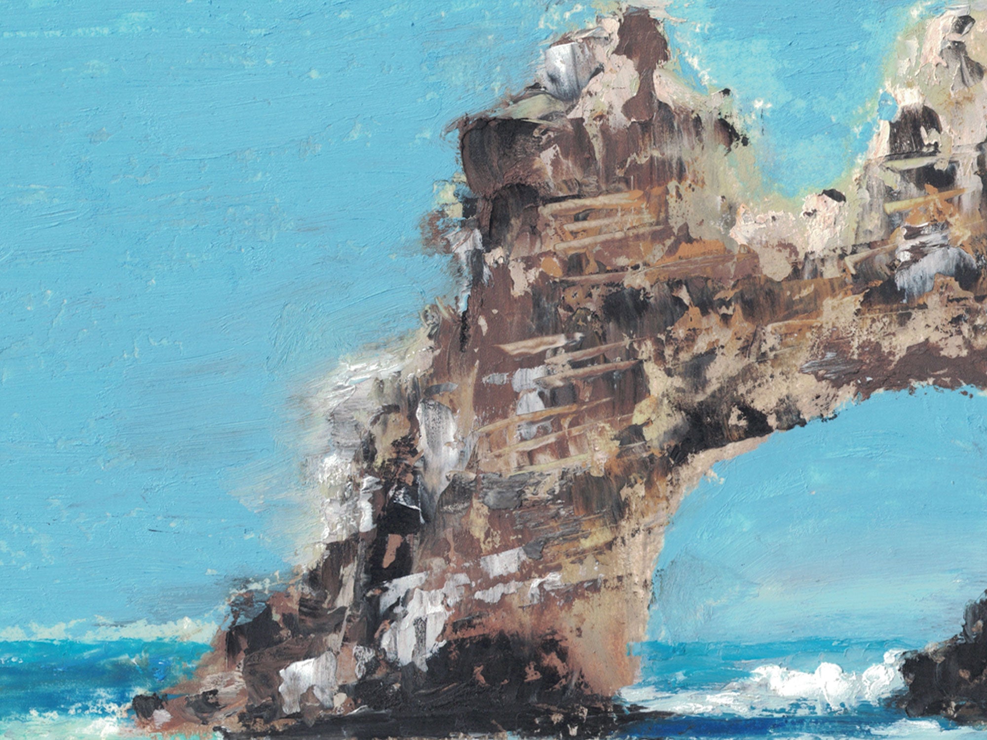 Cliff Rock Ocean Scenery Oil Painting Digital Download | Travel Series - Cabo, Mexico