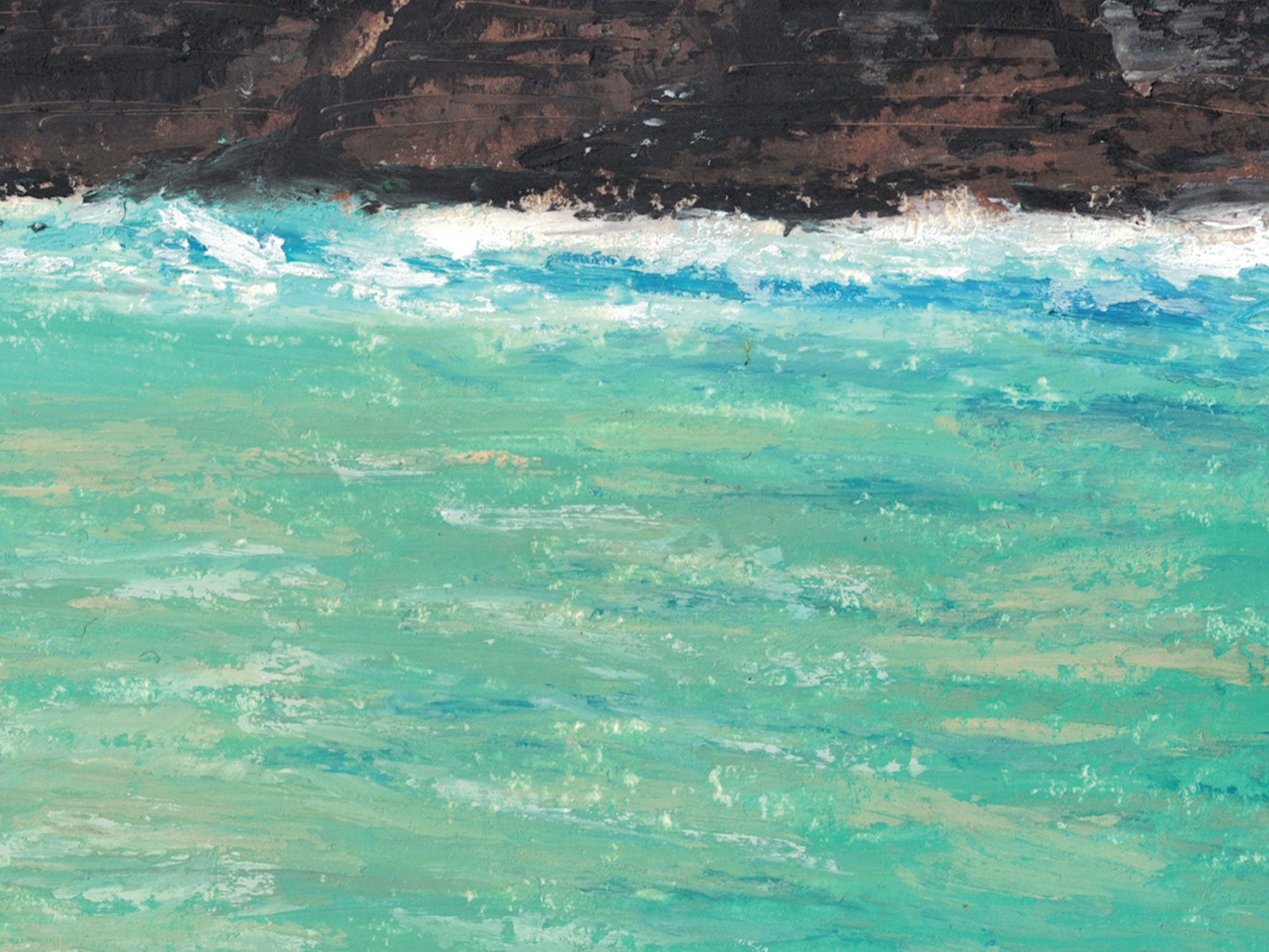 Cliff Rock Ocean Scenery Oil Painting Digital Download | Travel Series - Cabo, Mexico