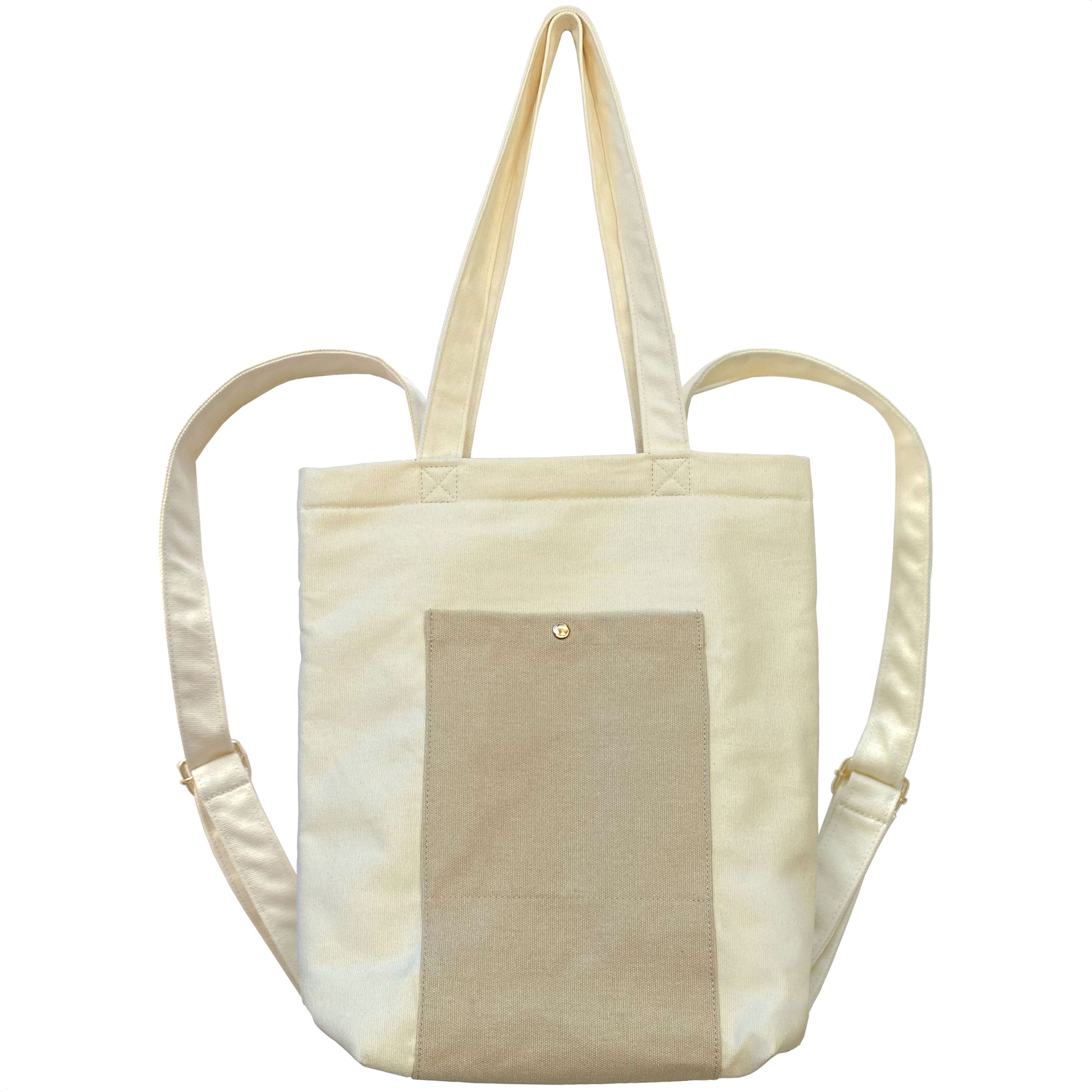 Convertible Canvas Backpack Tote (Tan) – Kelamy