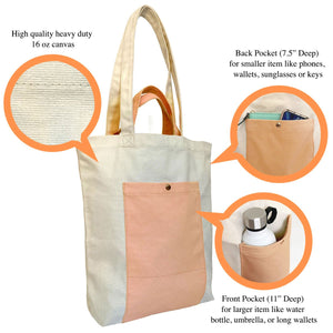 Canvas Tote Bag with Handles (Coral)