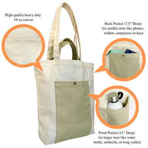 Canvas Tote Bag with Handles (Tan)