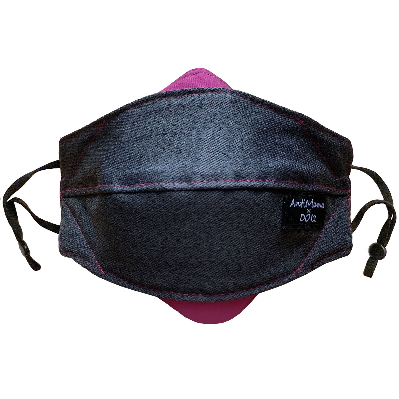 Origami Style Reusable Polyester Cloth Face Mask (Charcoal / Dark Pink)