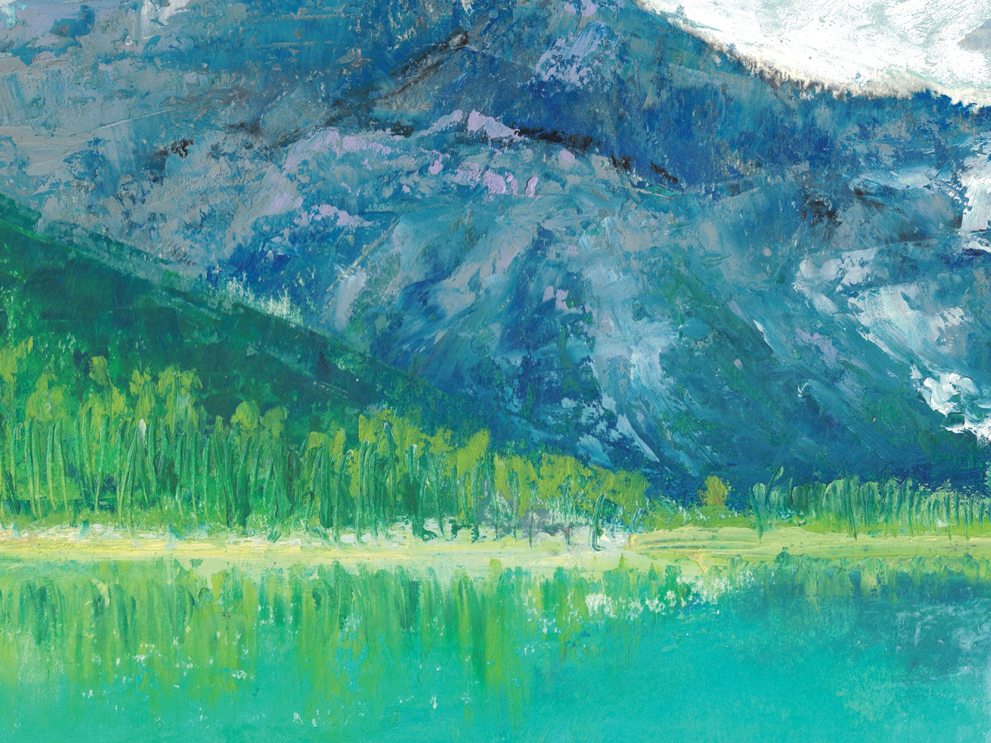Mountain Scenery Oil Painting Digital Download | Travel Series - Emerald Lake, Canada