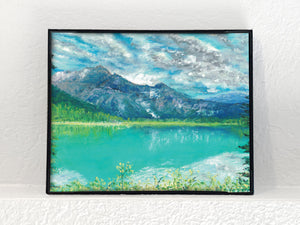 Mountain Scenery Oil Painting Digital Download | Travel Series - Emerald Lake, Canada